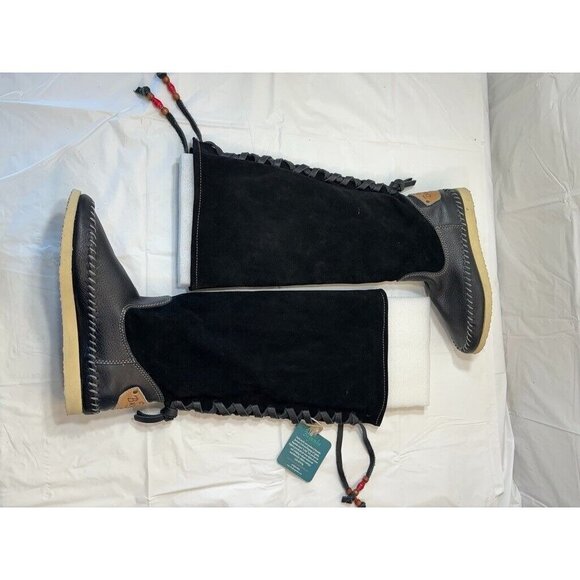 Anthropologie Buyamba Cycle of Hope Tall Black Lace up Boots Italy - Picture 8 of 14